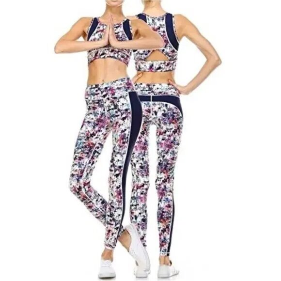 Mono B Wildcard‎ Leggings Sports Bra Plaid 2 Piece Set Athleisure Med Large - Picture 2 of 9